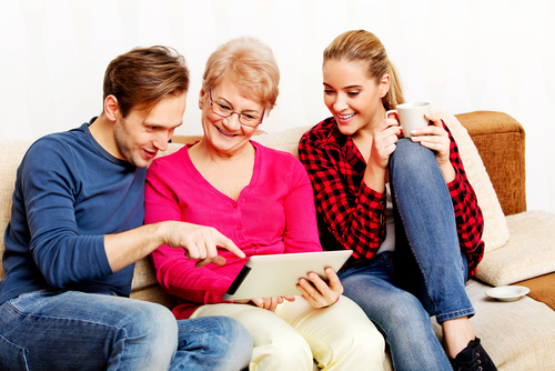 young couple with parent